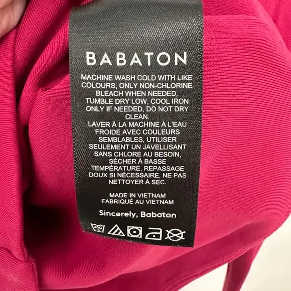 BABATON Pink Collared Contour Cropped Long Sleeve Polo // XS - Picture 6 of 9